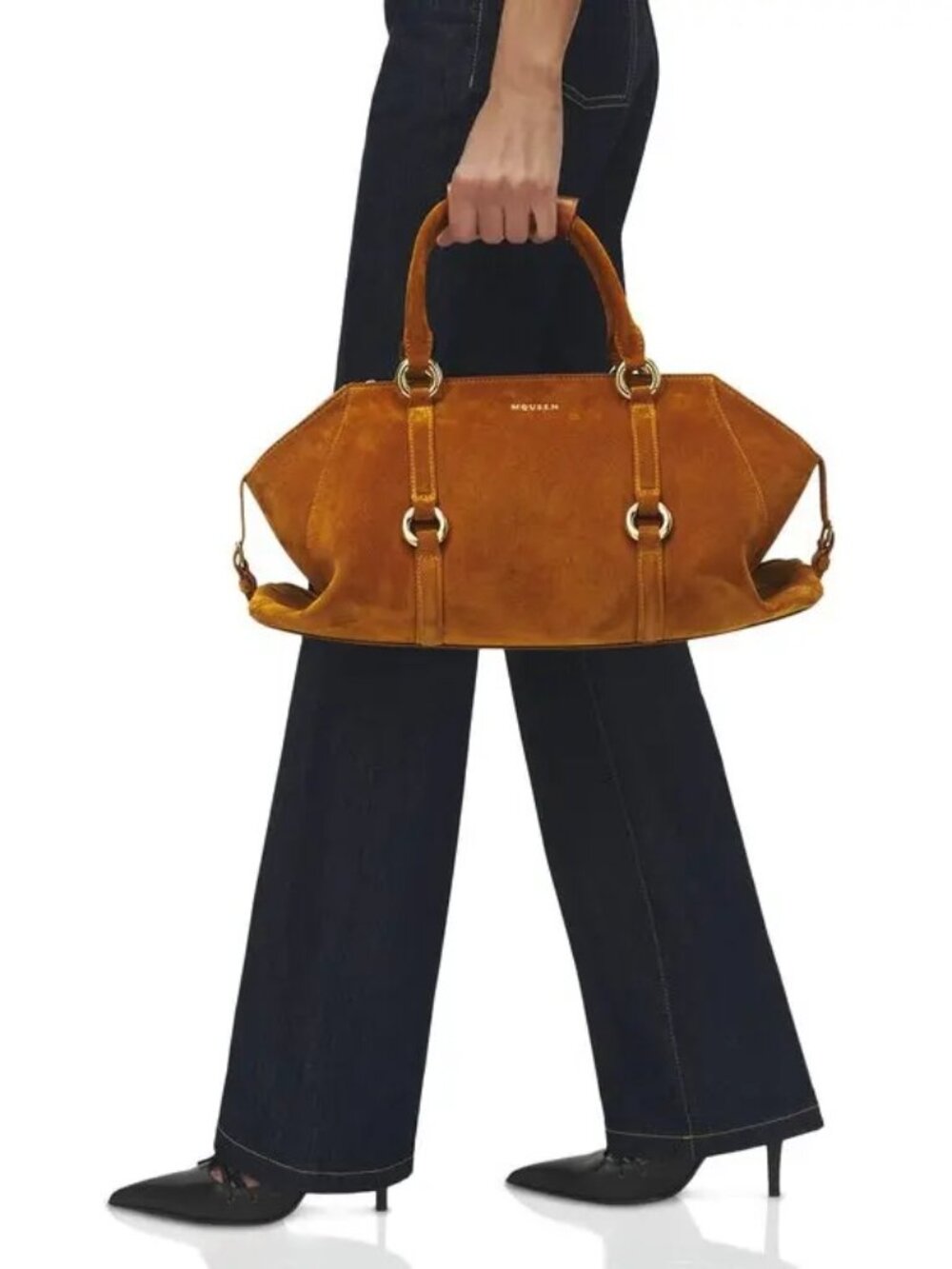NWT McQueen Farringdon Authentic Medium Suede Bag